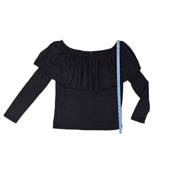 Lord & Taylor Design Lab Women Size Small Black Off-Shoulder Ruffled Collar Top - Picture 3 of 6